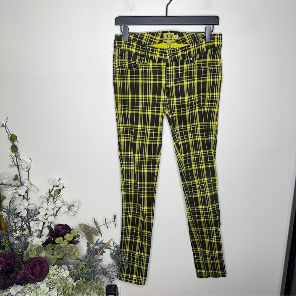 TRIPP NYC Daang Goodman Yellow Plaid Skinny Jeans {3L7} - Picture 2 of 5